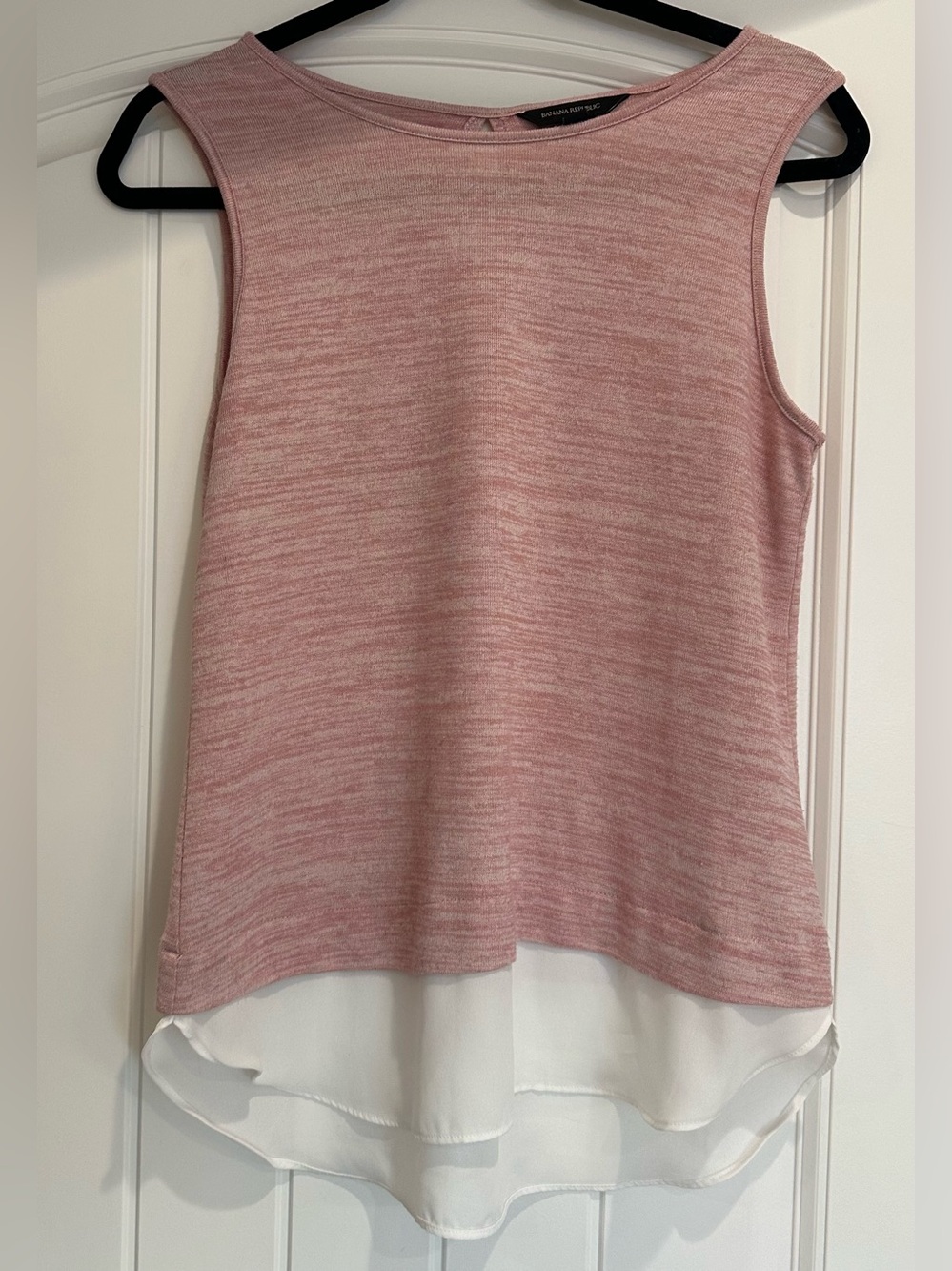 Banana Republic Blush Pink Mixed Media Sleeveless High-Low Blouse Size XS